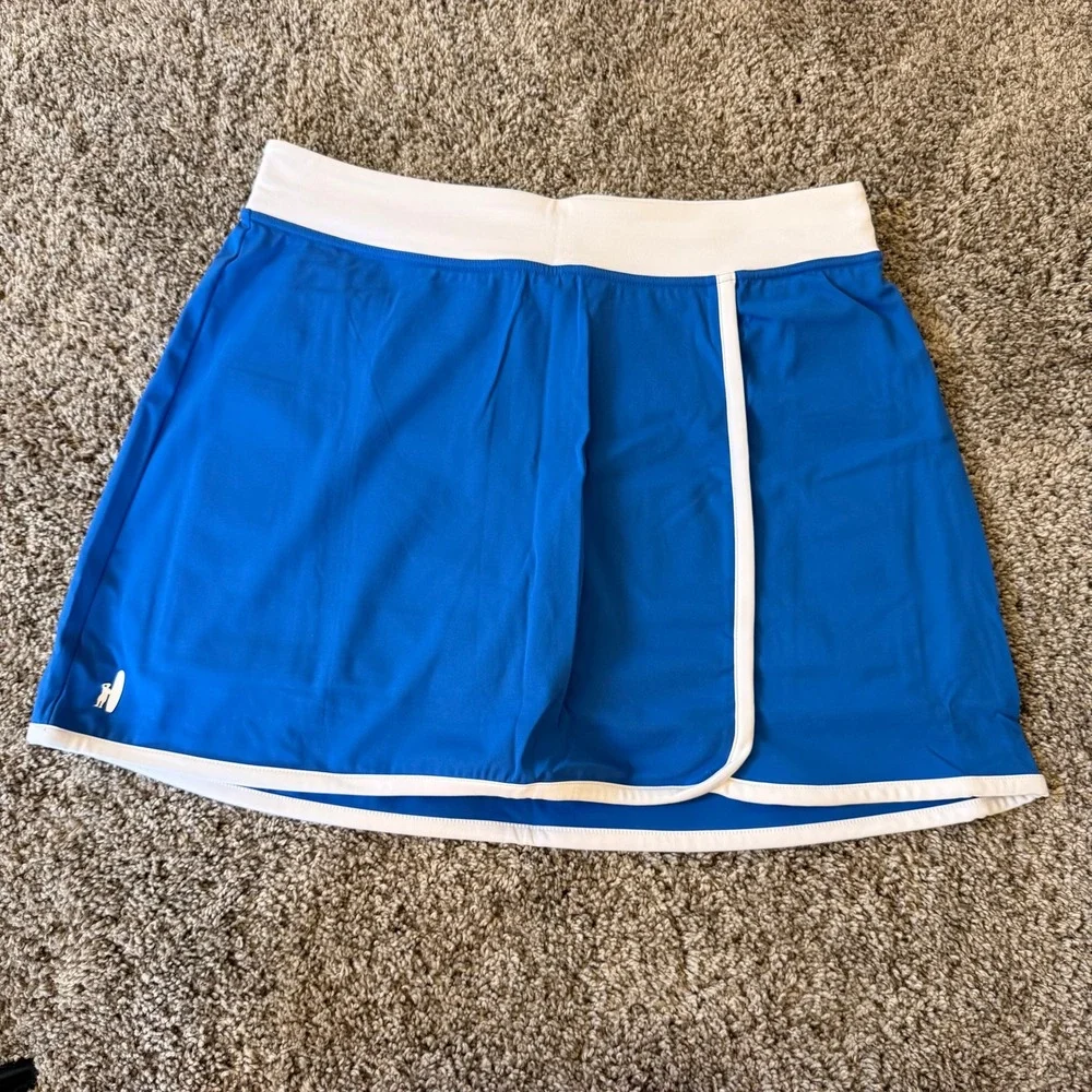 NWT‎ Johnnie-O Gabby Skort Women Large Blue White Performance Golf Tennis Summer